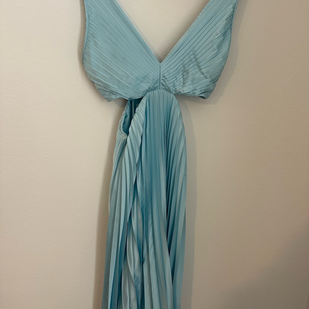Abercrombie & Fitch Blue Ruched Tie Front Gown